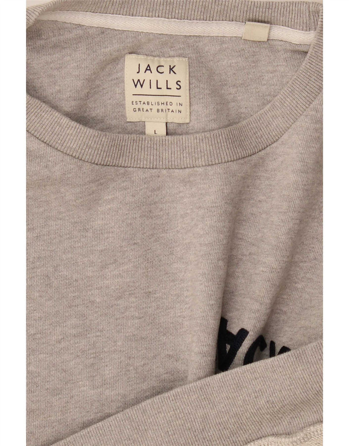 Jack Wills Mens Graphic Sweatshirt Jumper Large Grey