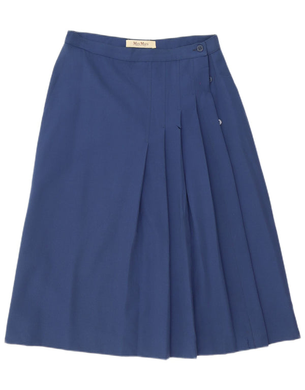 Max Mara Womens Pleated A-Line Skirt UK 16 Large W28 Navy Blue