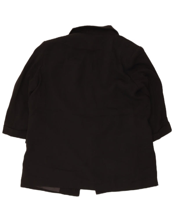 Zara Womens 3/4 Sleeve Open Blazer Jacket UK 18 XL Black Polyester