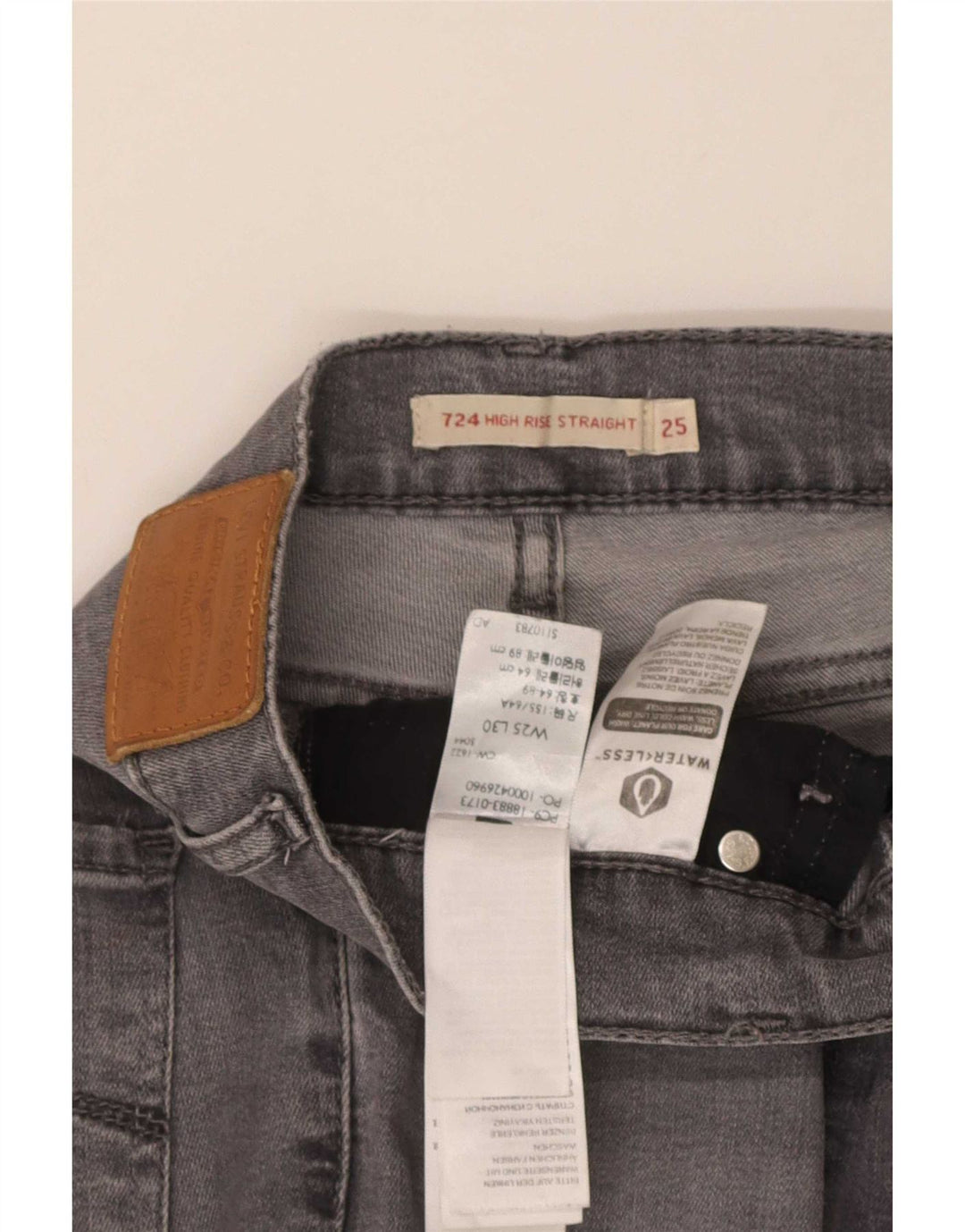 Levi's Womens 724 High Rise Straight Jeans W25 L30 Grey Lyocell