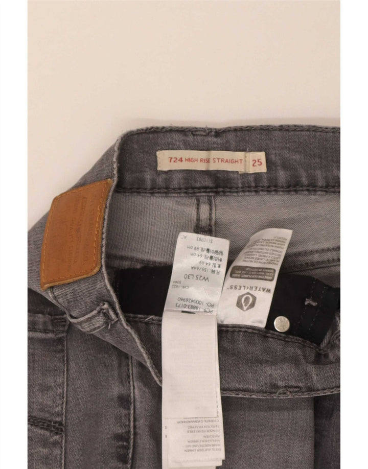 Levi's Womens 724 High Rise Straight Jeans W25 L30 Grey Lyocell