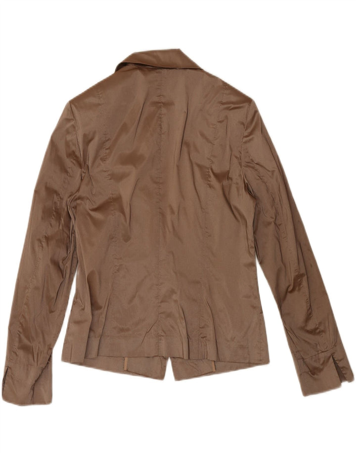 VERA MONT Womens 3 Button Blazer Jacket UK 12 Medium Brown Polyester Vintage Vera Mont and Second-Hand Vera Mont from Messina Hembry 