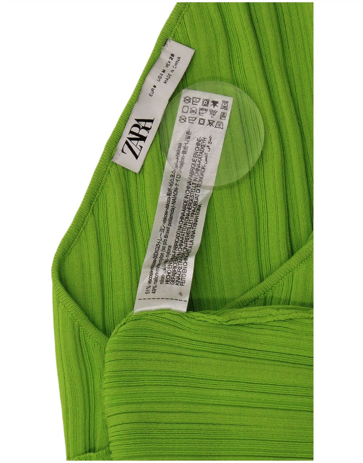 Zara Womens Asymmetric One Shoulder Dress UK 12 Medium Green Viscose