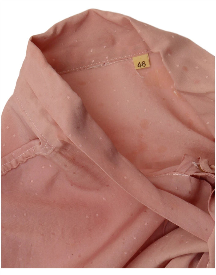 Vintage Womens Front Tie Shirt Blouse IT 46 Large Pink Geometric