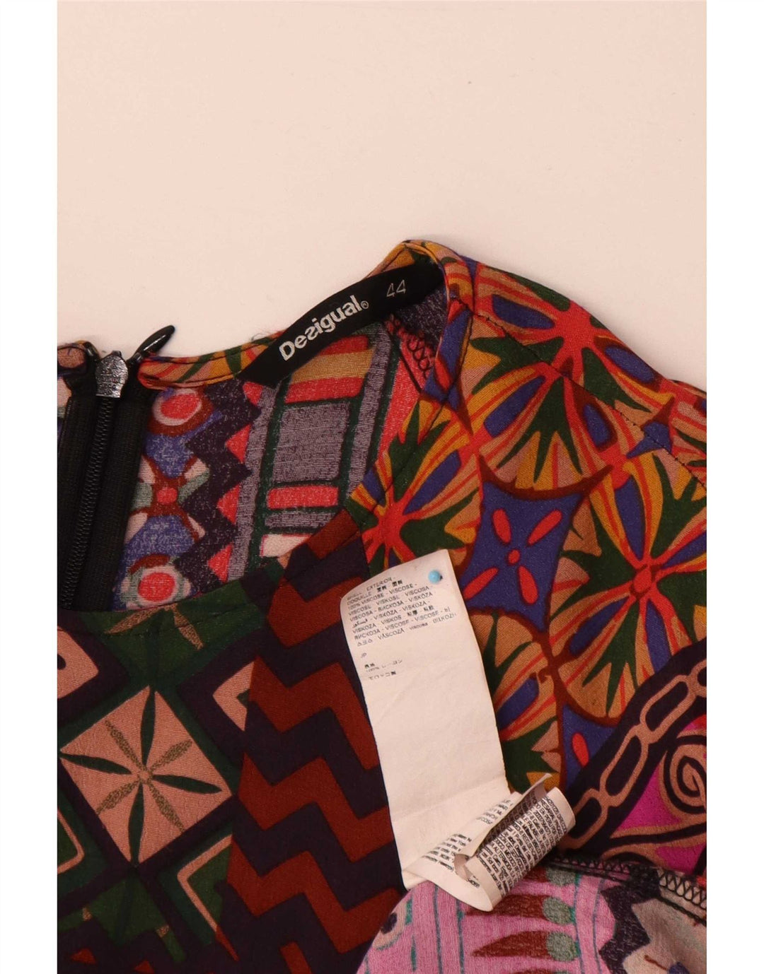 Desigual Womens 3/4 Sleeve Basic Dress EU 44 XL Multicoloured Patchwork
