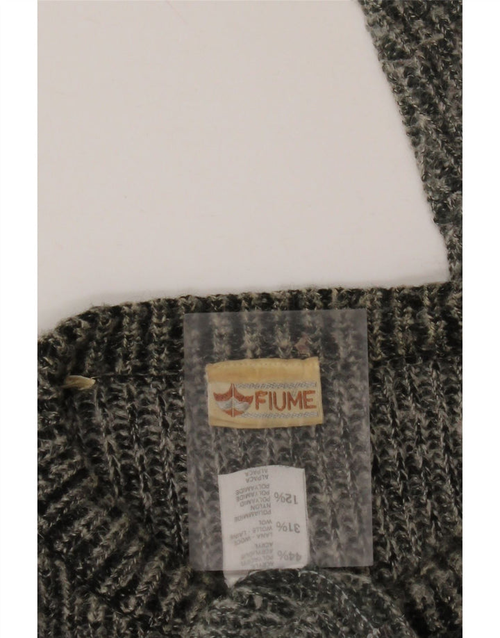 FIUME Mens Crew Neck Jumper Sweater 2XL Grey Colourblock Acrylic