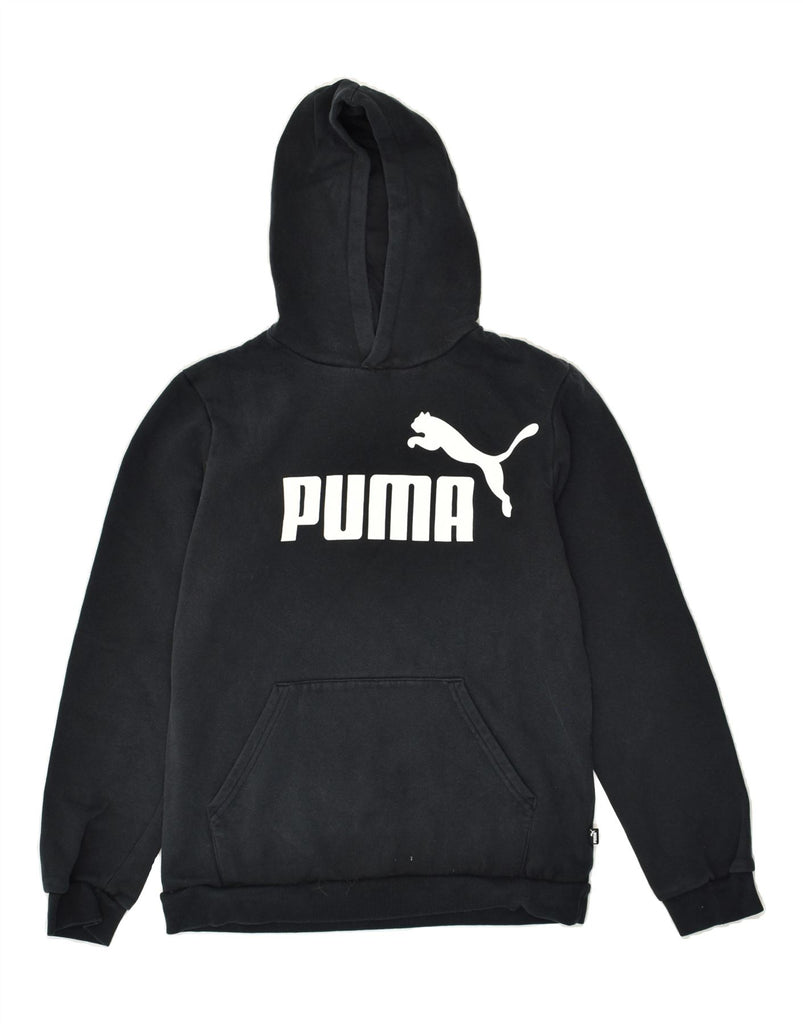 PUMA Boys Graphic Hoodie Jumper 15-16 Years Black Cotton | Vintage Puma | Thrift | Second-Hand Puma | Used Clothing | Messina Hembry 