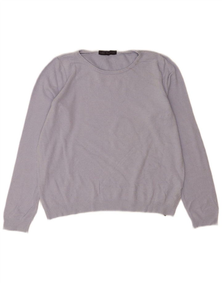 Marks & Spencer Womens Boat Neck Jumper Sweater UK 12 Medium Blue Viscose