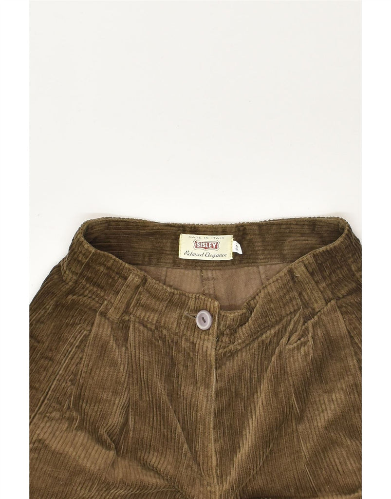 SISLEY Womens Relaxed Fit Tapered Corduroy Trousers W24 L26  Brown Cotton | Vintage Sisley | Thrift | Second-Hand Sisley | Used Clothing | Messina Hembry 