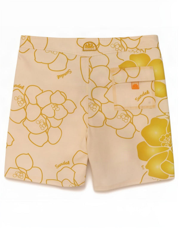 Sundek Mens Graphic Swimming Shorts Medium White Floral Polyester