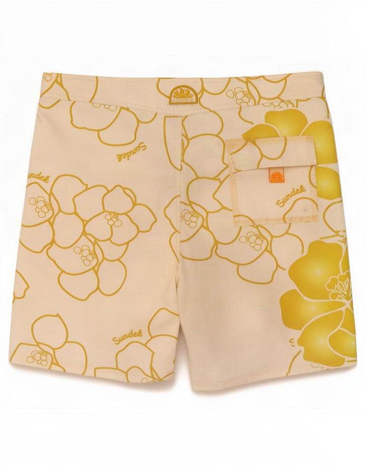 Sundek Mens Graphic Swimming Shorts Medium White Floral Polyester