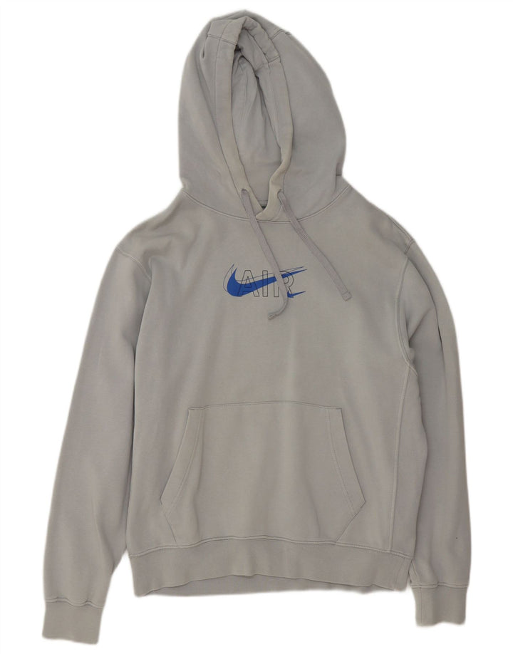 Nike Mens Graphic Hoodie Jumper Large Grey Cotton