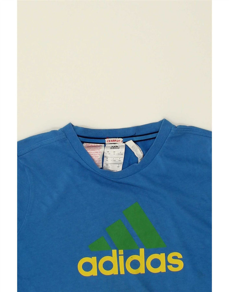 ADIDAS Boys Climalite Graphic T-Shirt Top 11-12 Years Blue Vintage Adidas and Second-Hand Adidas from Messina Hembry 