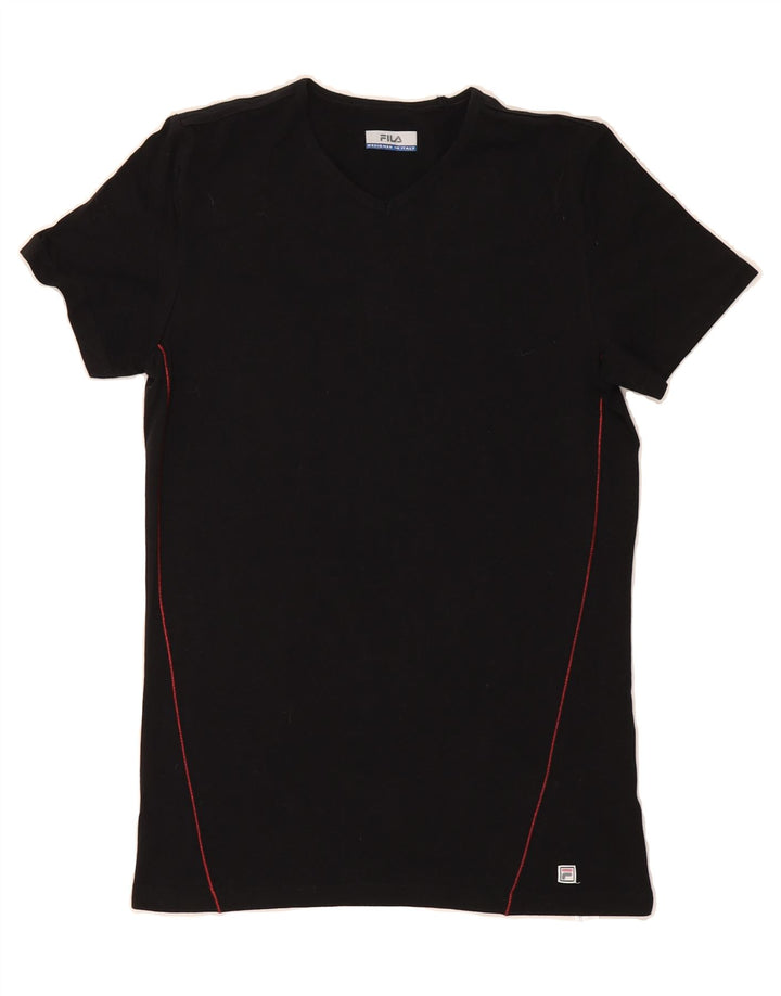 FILA Womens T-Shirt Top UK 12 Medium Black Cotton Vintage Fila and Second-Hand Fila from Messina Hembry 