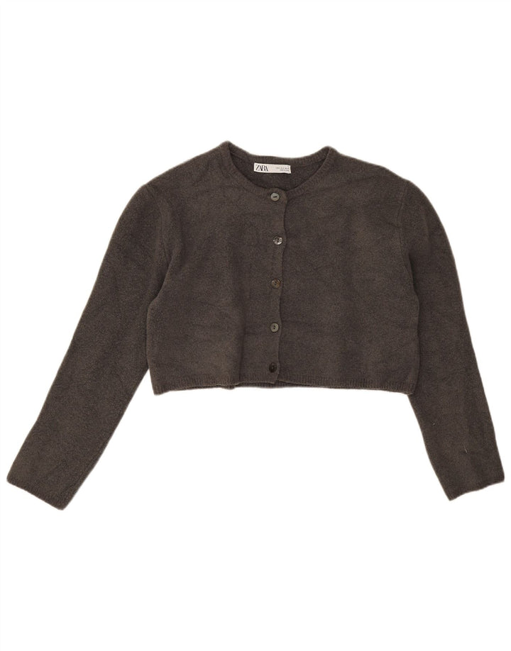 Zara Womens Crop Oversized Cardigan Sweater UK 10 Small Grey