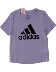 ADIDAS Girls Aeroready Graphic T-Shirt Top 5-6 Years Purple Polyester