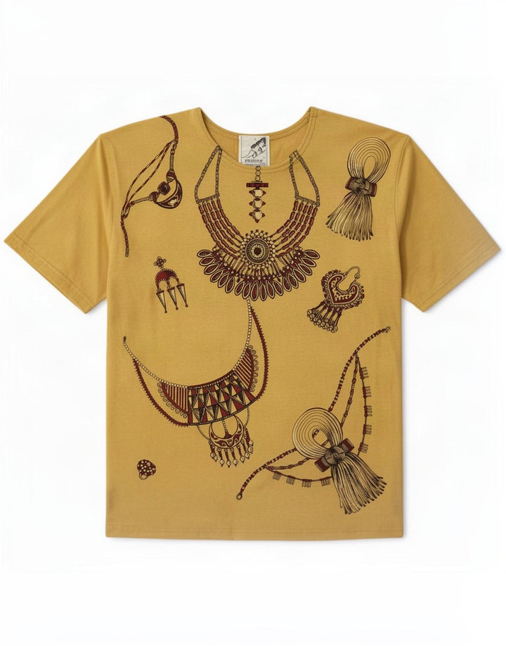Vintage Womens Abstract Pattern Graphic T-Shirt Top IT 46 Large Brown