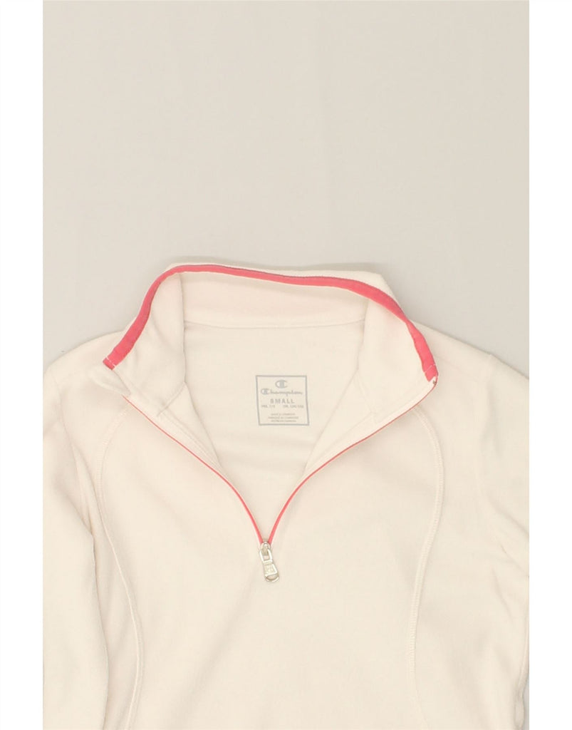 CHAMPION Girls Zip Fleece Jumper 7-8 Years Small Off White | Vintage Champion | Thrift | Second-Hand Champion | Used Clothing | Messina Hembry 