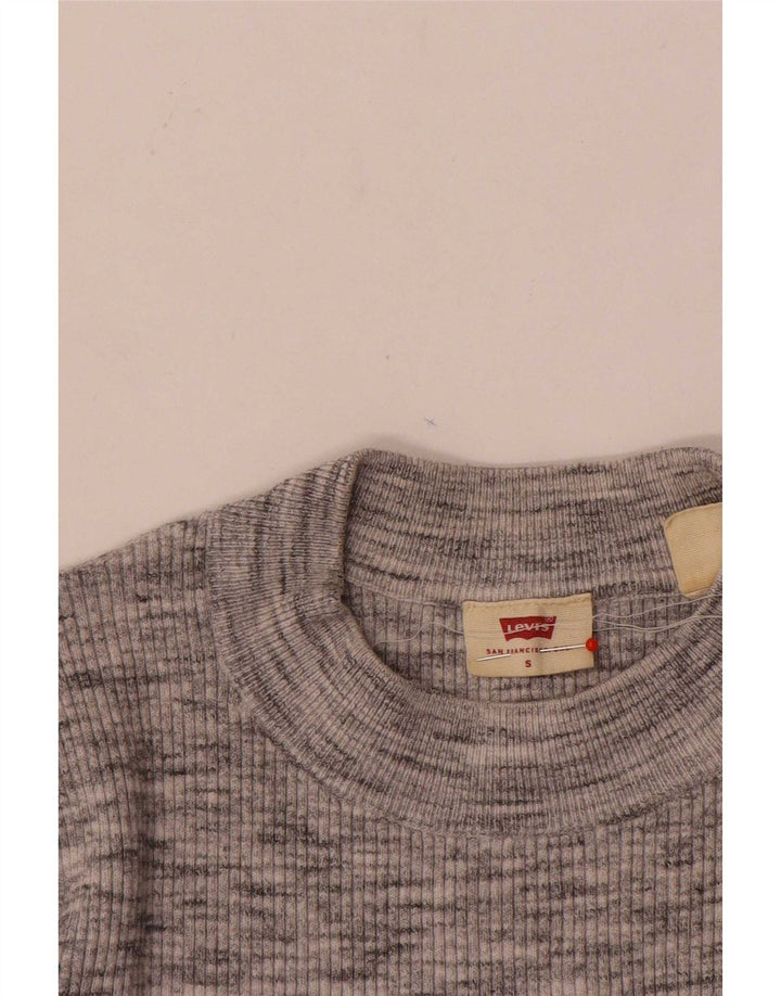 Levi's Womens Turtle Neck Jumper Sweater UK 8 Small Grey Flecked