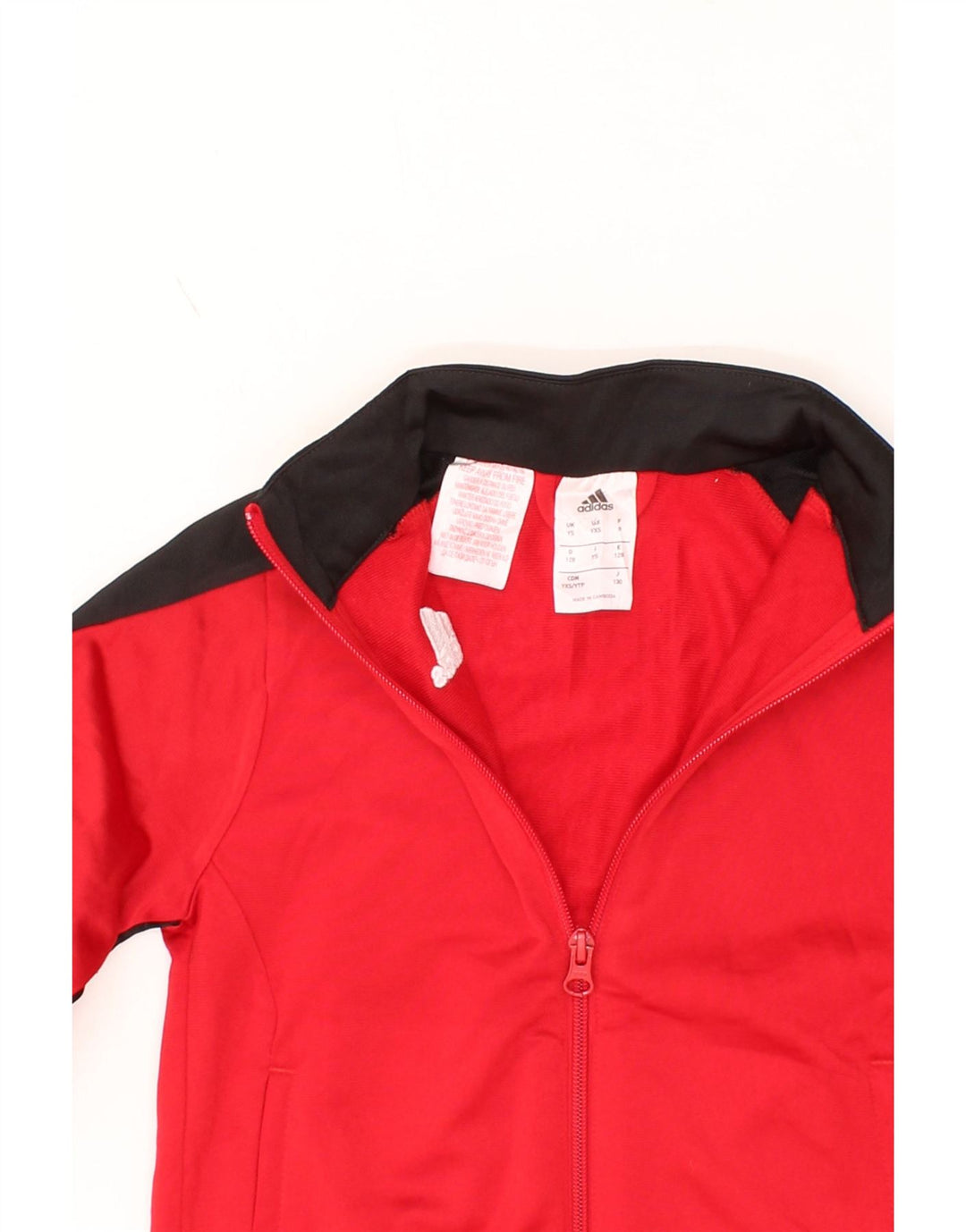 ADIDAS Boys Graphic Tracksuit Top Jacket 7-8 Years Small Red Colourblock Vintage Adidas and Second-Hand Adidas from Messina Hembry 