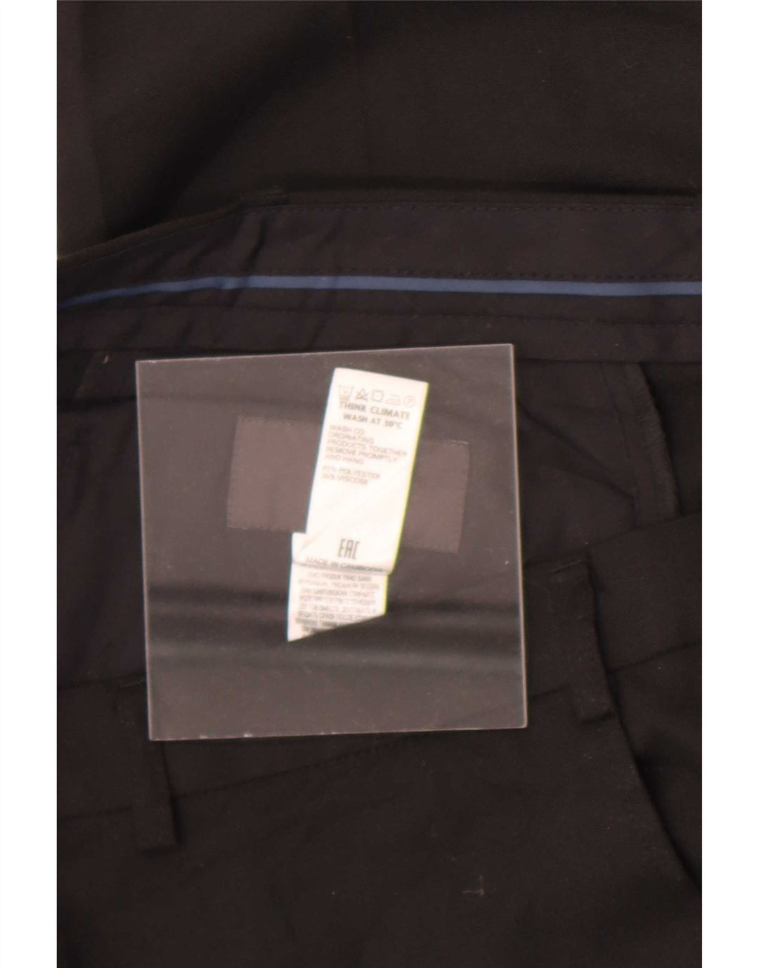 Marks & Spencer Mens Straight Suit Trousers W36 L29 Black Polyester