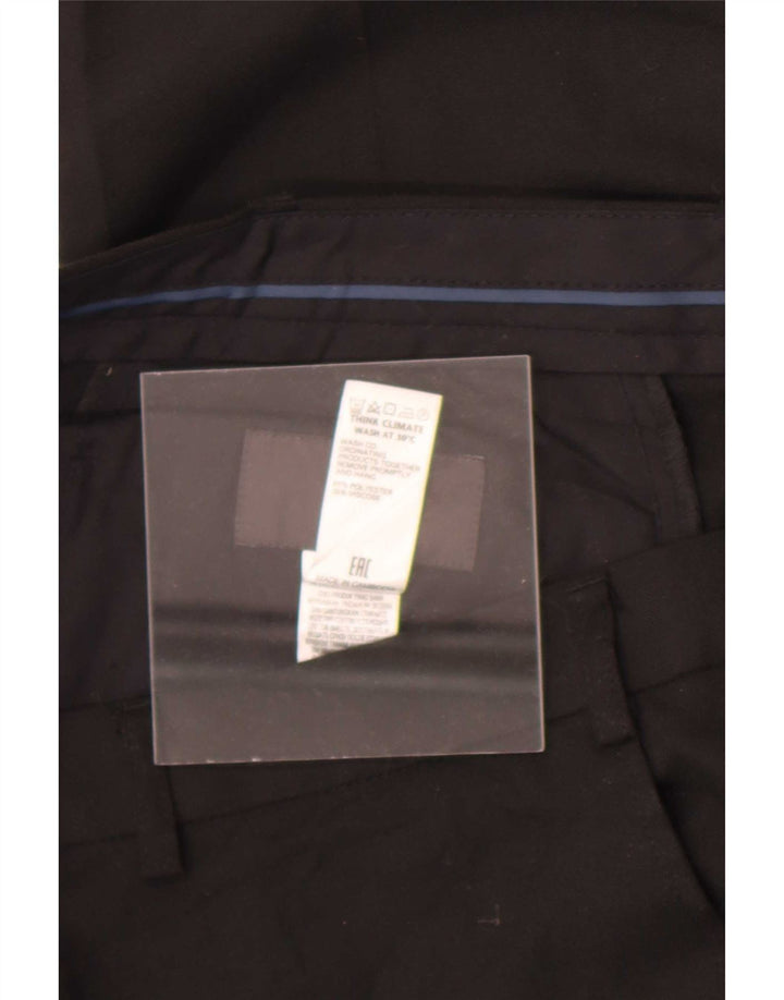 Marks & Spencer Mens Straight Suit Trousers W36 L29 Black Polyester