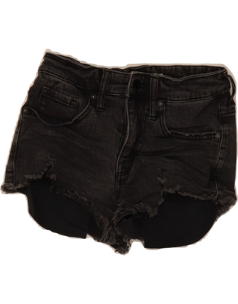 MOSSIMO Womens Super Strech High Waist Denim Shorts US 00 2XS W24 Black Vintage Mossimo and Second-Hand Mossimo from Messina Hembry 