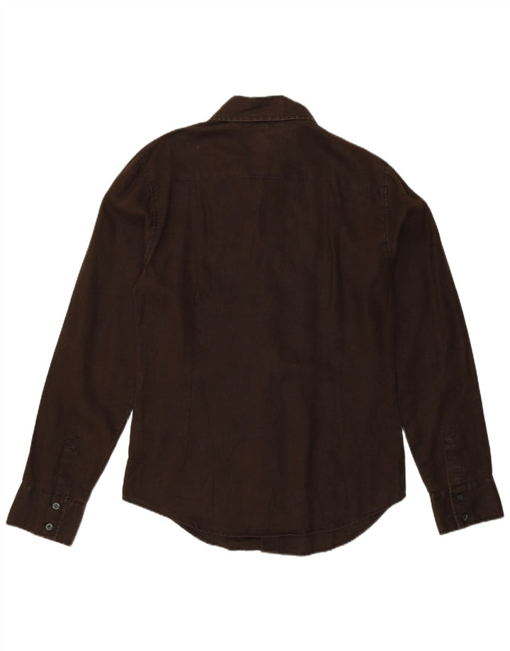 Calvin Klein Jeans Mens Shirt Medium Brown Linen