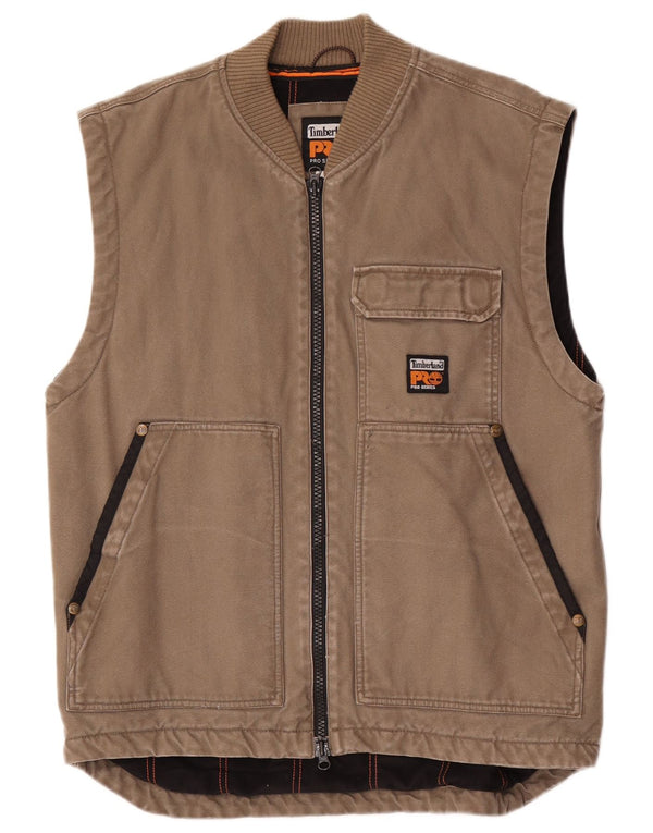 Timberland Mens Utility Gilet UK 40 Large Beige Cotton