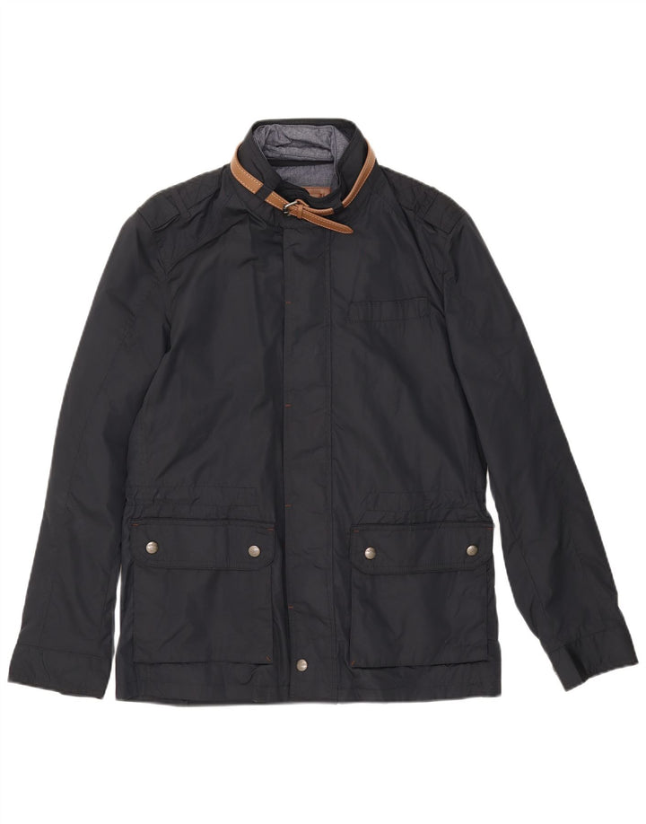 Massimo Dutti Mens Utility Jacket UK 38 Medium Navy Blue Nylon