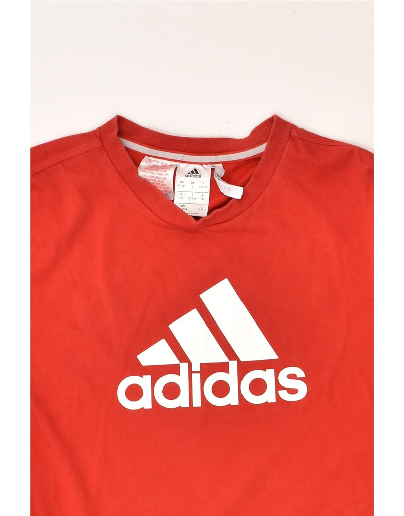 ADIDAS Boys Climalite Graphic T-Shirt Top 13-14 Years Red Cotton | Vintage Adidas | Thrift | Second-Hand Adidas | Used Clothing | Messina Hembry 