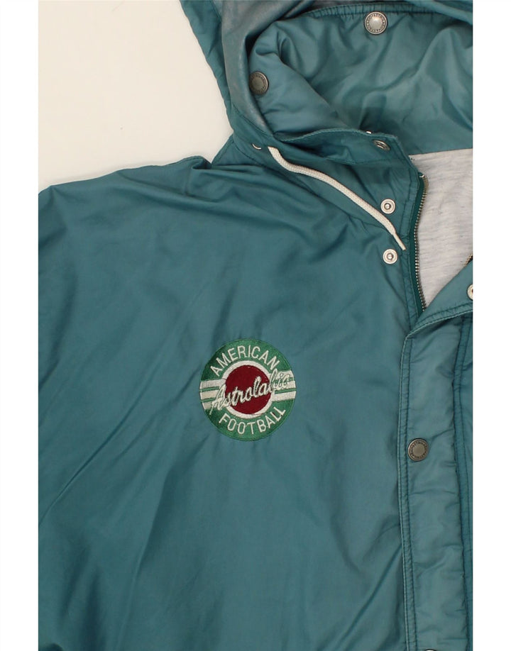 ASTROLABIO Mens Graphic Hooded Rain Jacket UK 44 2XL Blue Polyester Vintage Astrolabio and Second-Hand Astrolabio from Messina Hembry 