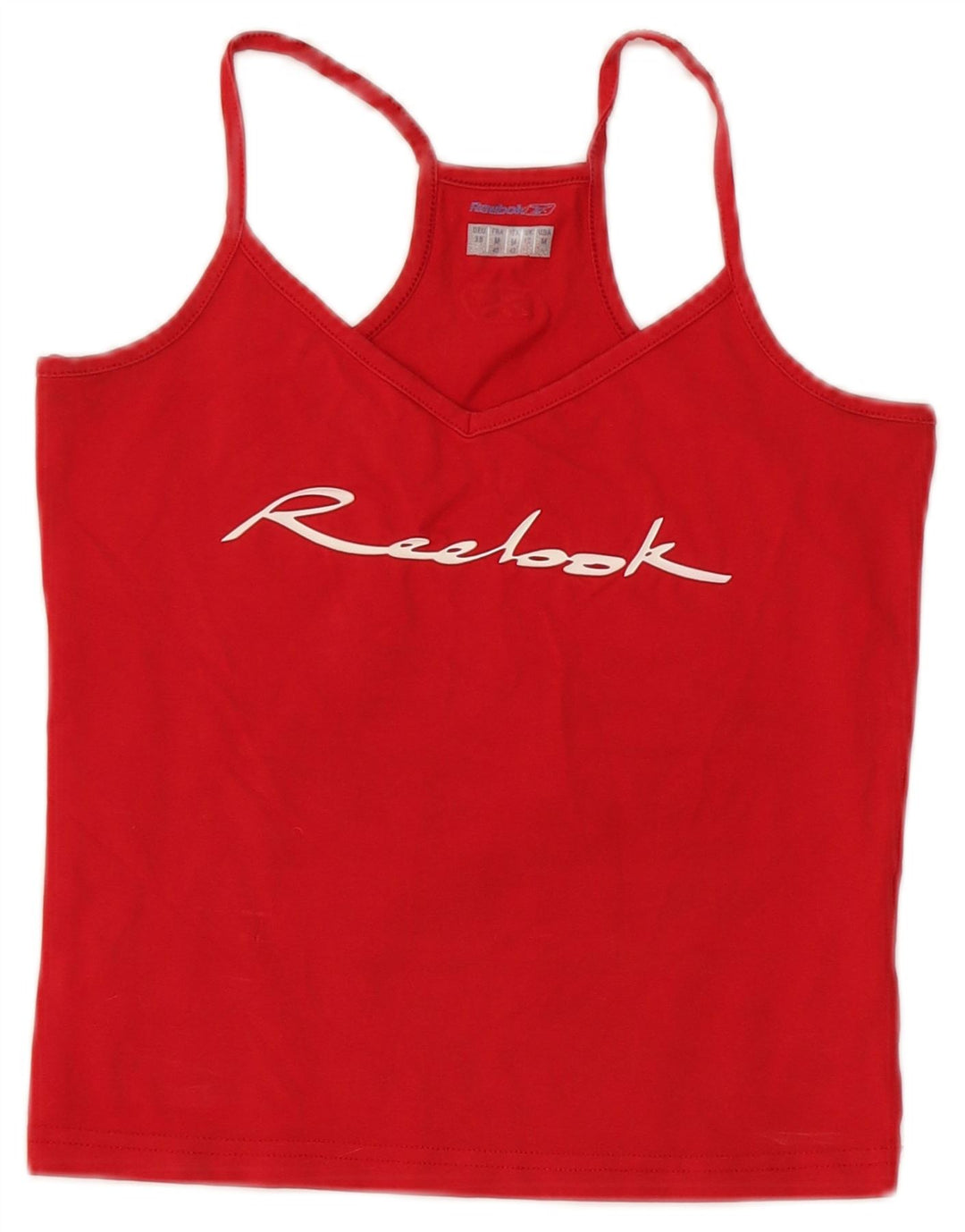 Reebok Womens Graphic Crop Cami Top UK 12 Medium Red Cotton