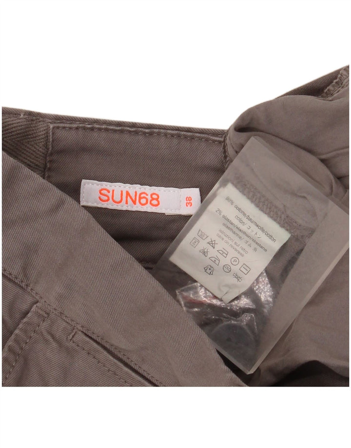 Sun68 Mens Slim Chino Trousers W38 L34 Grey Cotton