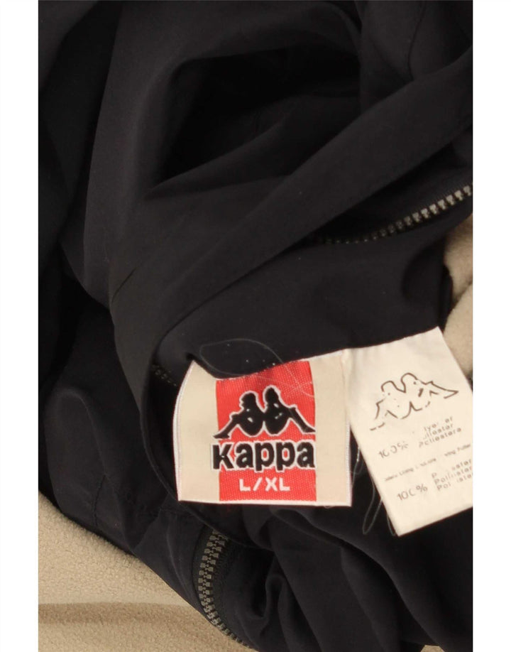 Kappa Mens Hooded Loose Fit Reversible Jacket UK 40 Large Black Polyester