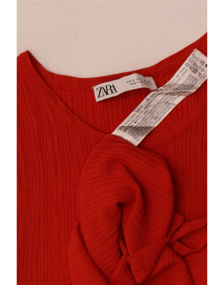 Zara Womens Vest Top UK 8 Small Orange Viscose