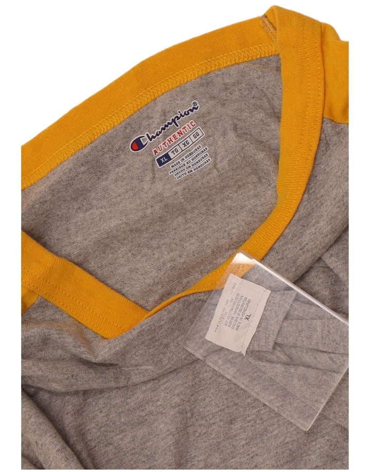 CHAMPION Mens Top Long Sleeve XL Grey Colourblock Cotton