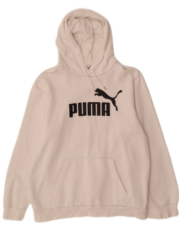 Puma Mens Graphic Hoodie Jumper Large White Cotton