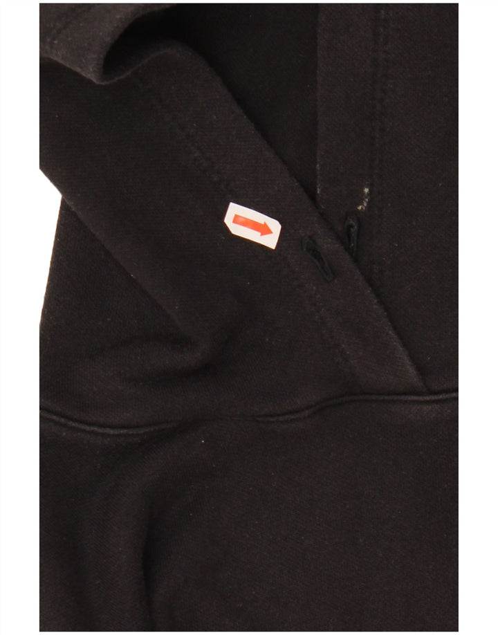 CHAMPION Womens Crop Oversized Hoodie Jumper UK 6 XS Black Cotton