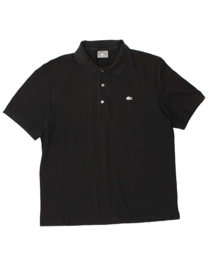 LACOSTE Mens Polo Shirt Size 5 Large Black Cotton