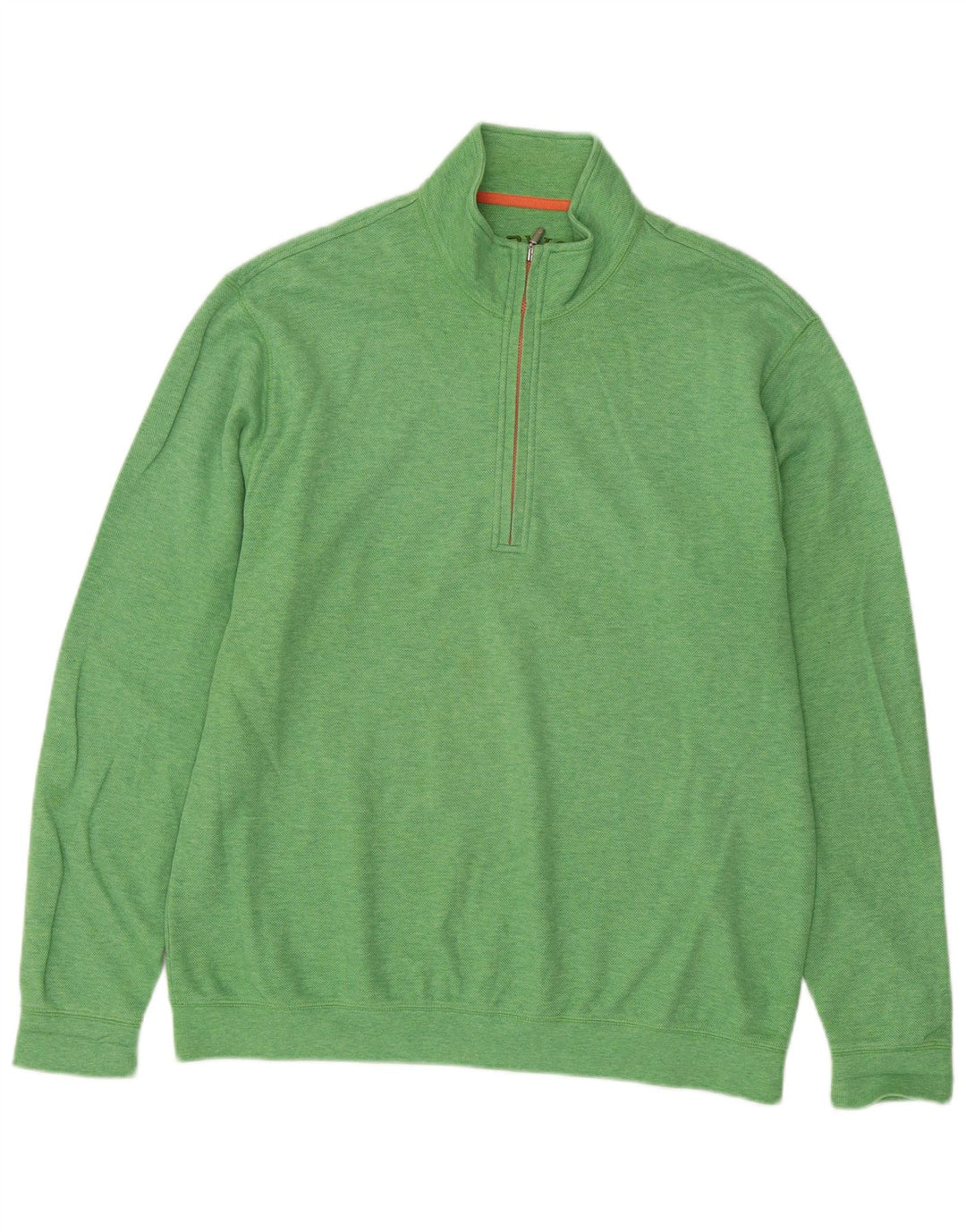 Orvis Mens Zip Neck Jumper Sweater Medium Green Cotton