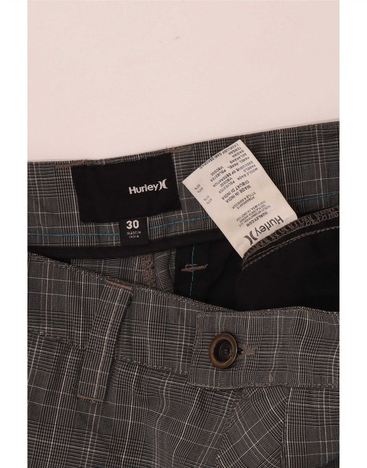 Hurley Mens Cargo Shorts Medium W30 Grey Check Polyester