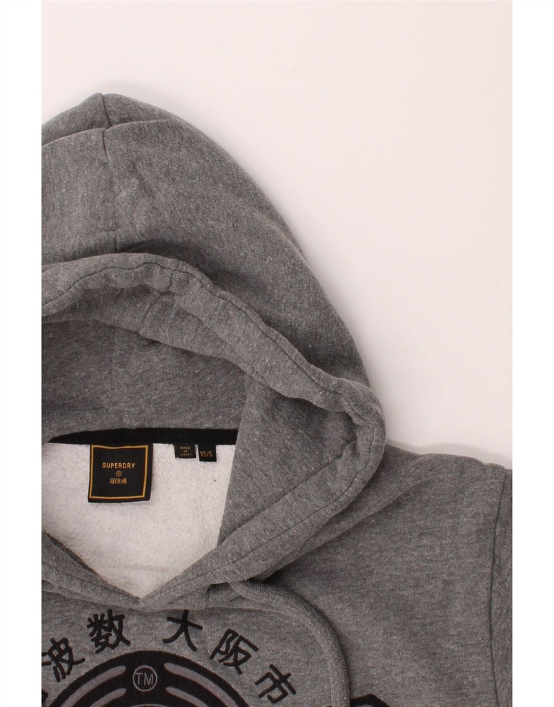 SUPERDRY Mens Graphic Hoodie Jumper XS Grey Cotton Vintage Superdry and Second-Hand Superdry from Messina Hembry 