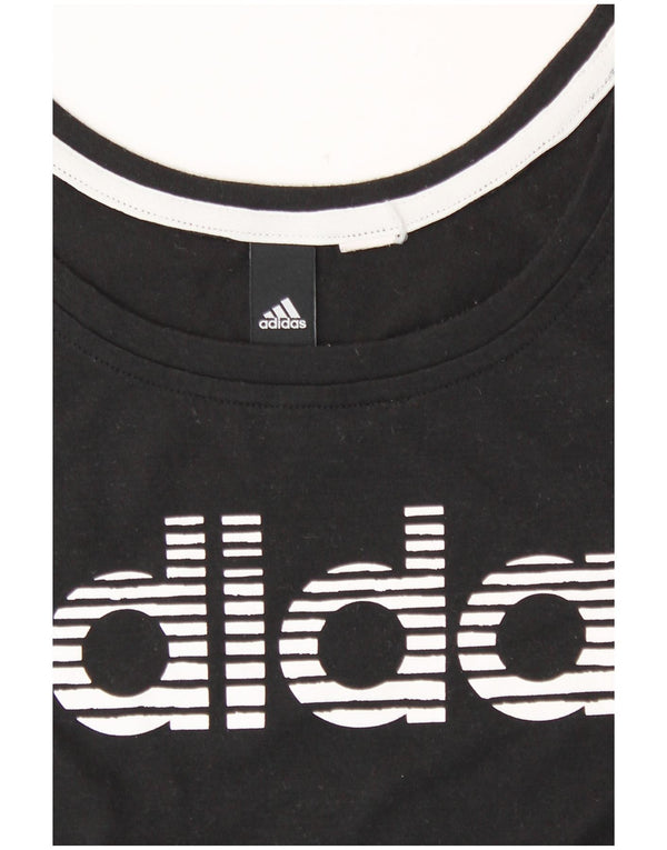 Adidas Womens Graphic T-Shirt Top UK 12 Medium Black