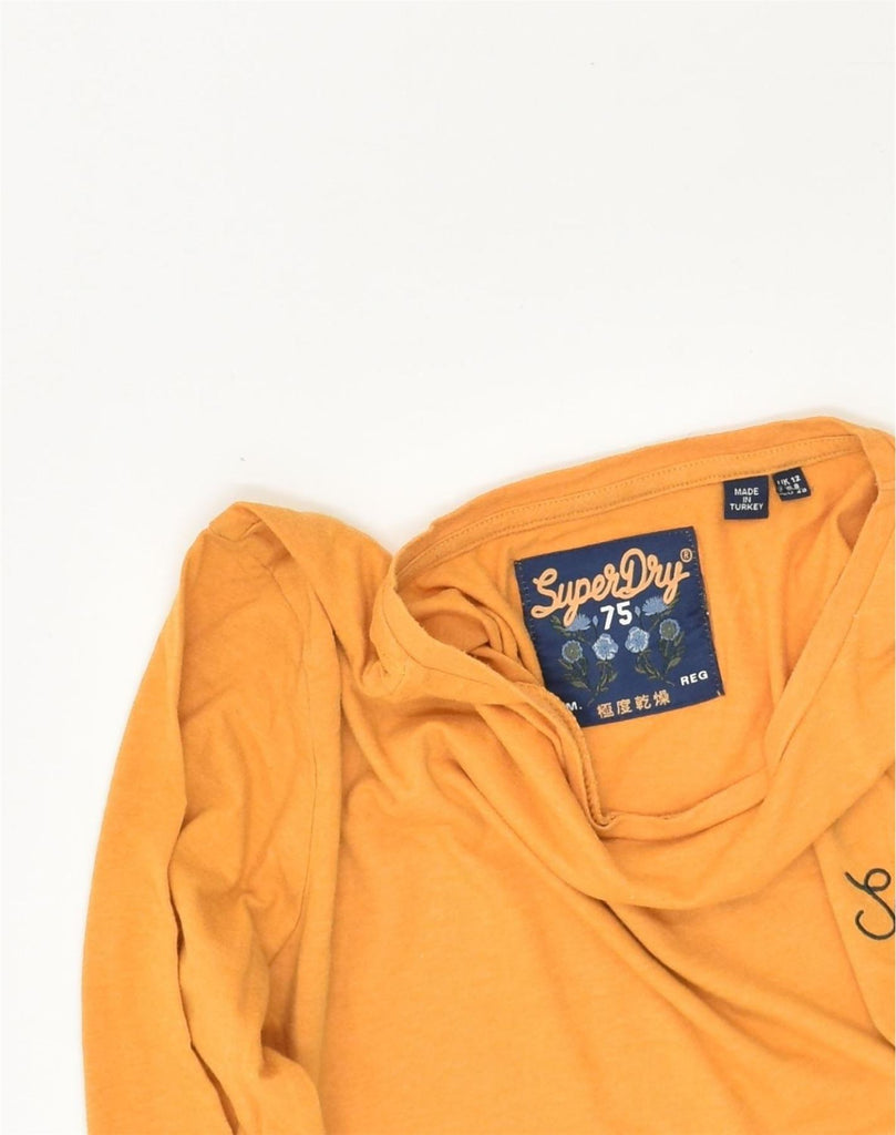 SUPERDRY Womens Top 3/4 Sleeve UK 12 Medium Yellow Cotton | Vintage Superdry | Thrift | Second-Hand Superdry | Used Clothing | Messina Hembry 