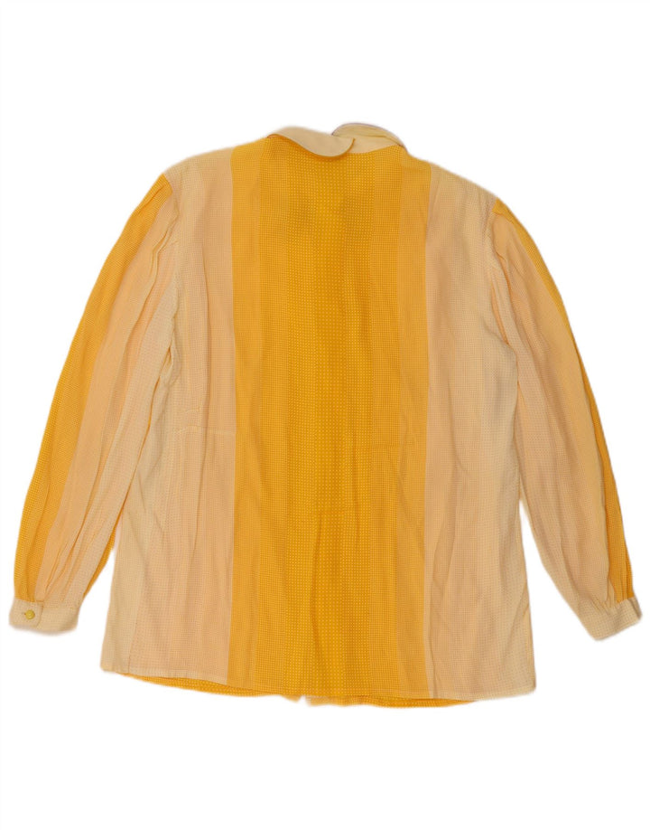 BARTH Womens Shirt Blouse IT 48 XL Yellow Spotted Silk