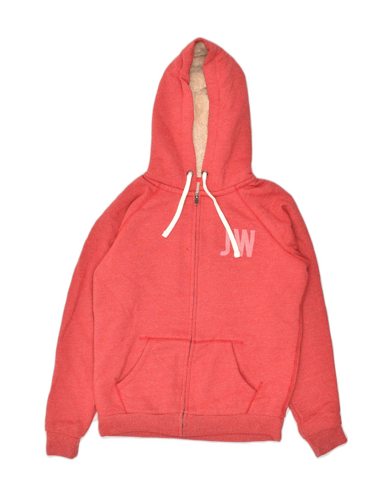 JACK WILLS Womens Graphic Graphic Zip Hoodie Sweater UK 12 Medium  Red | Vintage Jack Wills | Thrift | Second-Hand Jack Wills | Used Clothing | Messina Hembry 