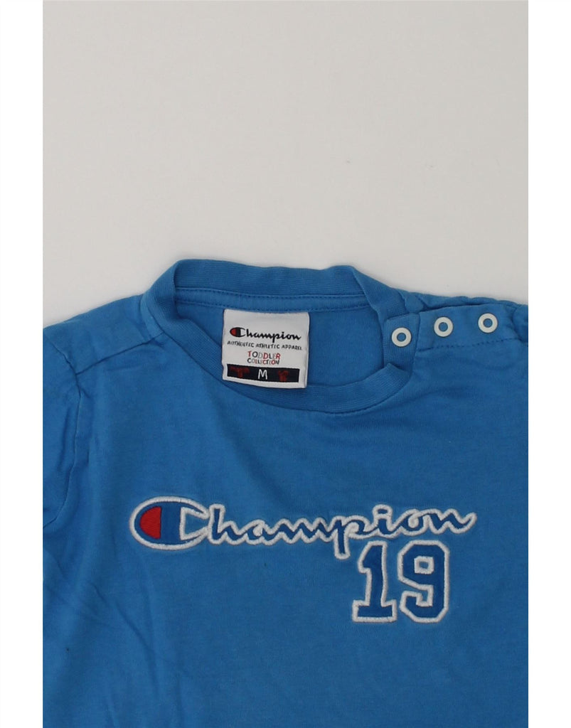 CHAMPION Baby Boys Graphic Top Long Sleeve 12-18 Months Medium Blue Cotton | Vintage Champion | Thrift | Second-Hand Champion | Used Clothing | Messina Hembry 