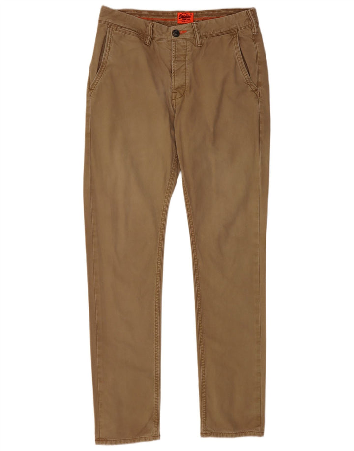SUPERDRY Mens Slim Chino Trousers Small W30 L31 Brown Cotton
