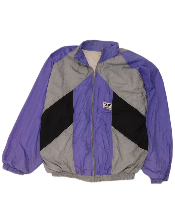 Vintage Mens Full Tracksuit Large  Purple Colourblock Polyamide